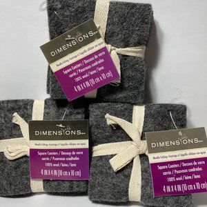 Dimensions Needle Felting Felt Coasters Grey Crafts 100% Wool 3 4 Packs